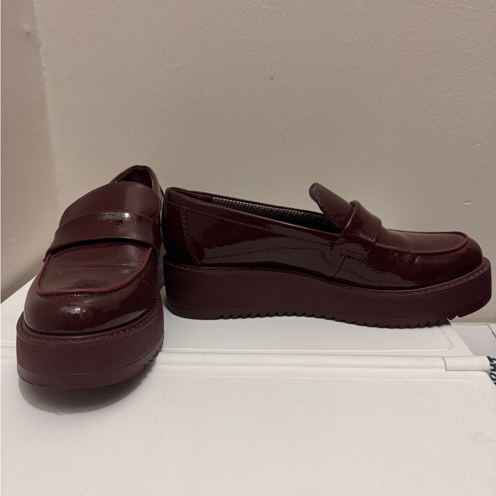 Burgundy Platform Loafers